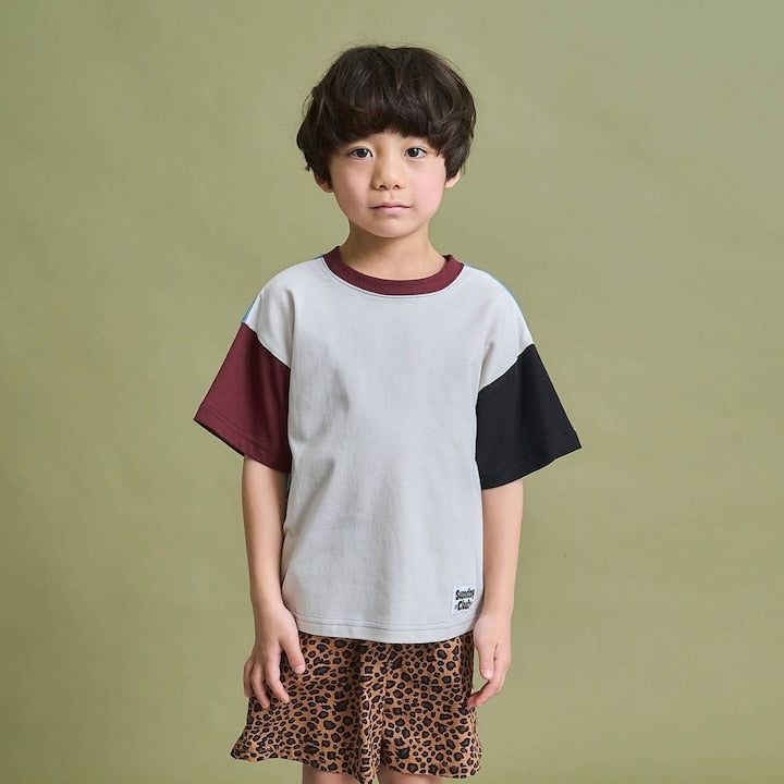 日本童裝 b・R# 防污系列 吸水速乾【不易變形】配色手袖上衣 100-150cm 男童款 夏季 TOPS