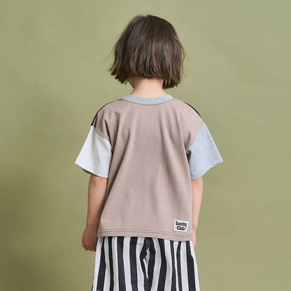 日本童裝 b・R# 防污系列 吸水速乾【不易變形】配色手袖上衣 100-150cm 男童款 夏季 TOPS