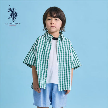 日本童裝 b・R# x U.S. POLO ASSN. 短袖襯衫 100-150cm 男童款 夏季 TOPS OUTERWEAR