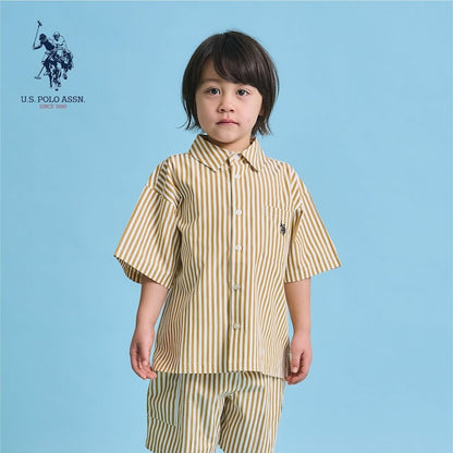 日本童裝 b・R# x U.S. POLO ASSN. 短袖襯衫 100-150cm 男童款 夏季 TOPS OUTERWEAR