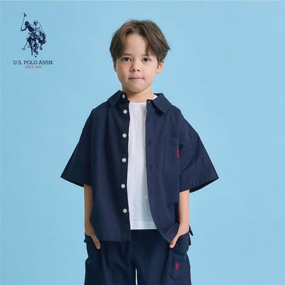 日本童裝 b・R# x U.S. POLO ASSN. 短袖襯衫 100-150cm 男童款 夏季 TOPS OUTERWEAR