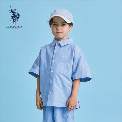 日本童裝 b・R# x U.S. POLO ASSN. 短袖襯衫 100-150cm 男童款 夏季 TOPS OUTERWEAR