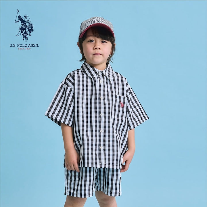 日本童裝 b・R# x U.S. POLO ASSN. 短袖襯衫 100-150cm 男童款 夏季 TOPS OUTERWEAR