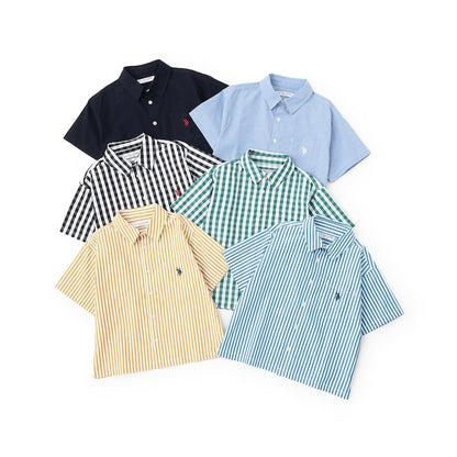 日本童裝 b・R# x U.S. POLO ASSN. 短袖襯衫 100-150cm 男童款 夏季 TOPS OUTERWEAR