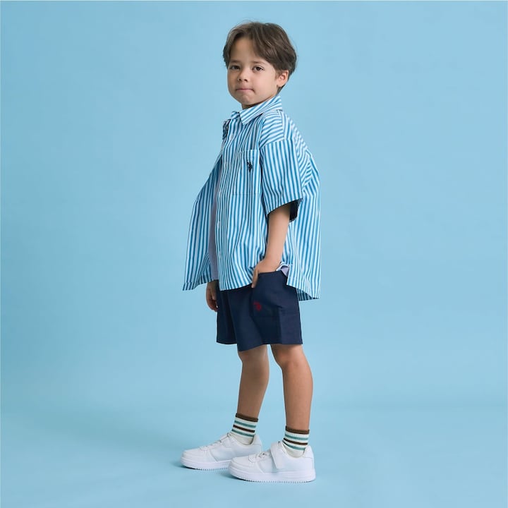 日本童裝 b・R# x U.S. POLO ASSN. 短袖襯衫 100-150cm 男童款 夏季 TOPS OUTERWEAR