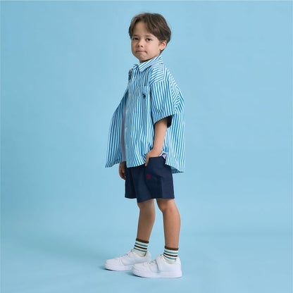 日本童裝 b・R# x U.S. POLO ASSN. 短袖襯衫 100-150cm 男童款 夏季 TOPS OUTERWEAR