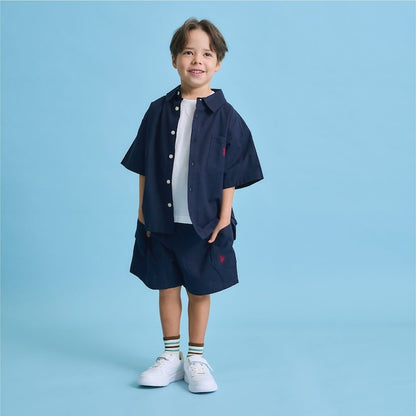 日本童裝 b・R# x U.S. POLO ASSN. 短袖襯衫 100-150cm 男童款 夏季 TOPS OUTERWEAR