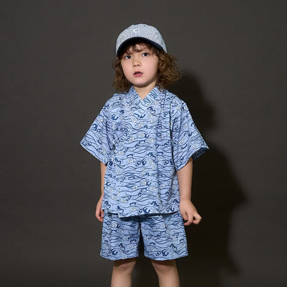 日本童裝 b・R# 接觸冷感 日本甚平 日本和服 100-130cm 男童款 夏季 TOPS PANTS 日本夏祭慶典特輯