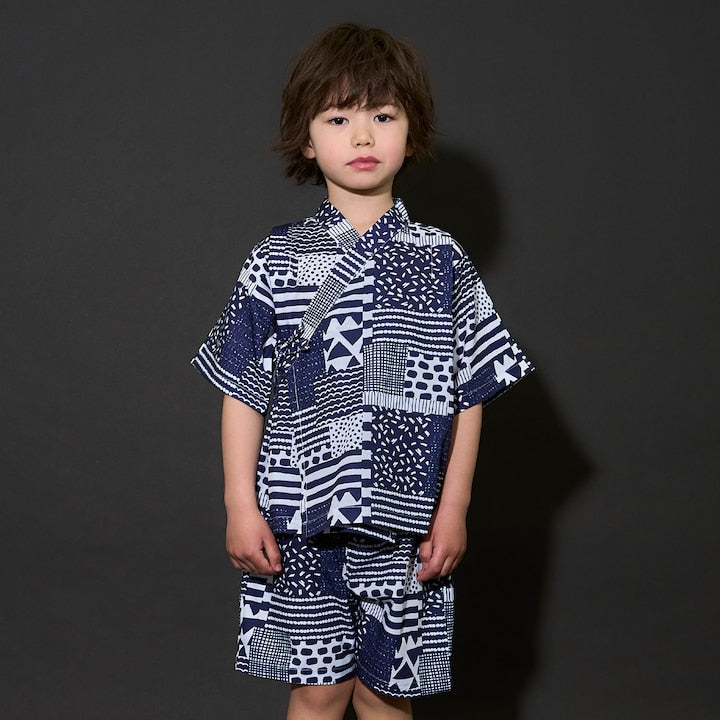 日本童裝 b・R# 接觸冷感 日本甚平 日本和服 100-130cm 男童款 夏季 TOPS PANTS 日本夏祭慶典特輯