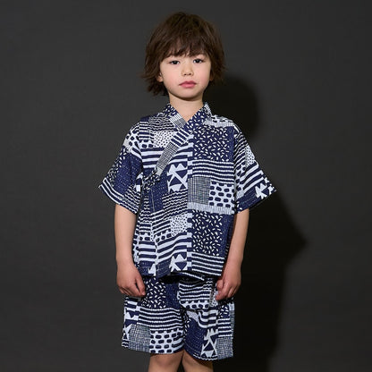 日本童裝 b・R# 接觸冷感 日本甚平 日本和服 100-130cm 男童款 夏季 TOPS PANTS 日本夏祭慶典特輯