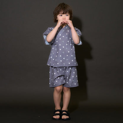 日本童裝 b・R# 接觸冷感 日本甚平 日本和服 100-130cm 男童款 夏季 TOPS PANTS 日本夏祭慶典特輯