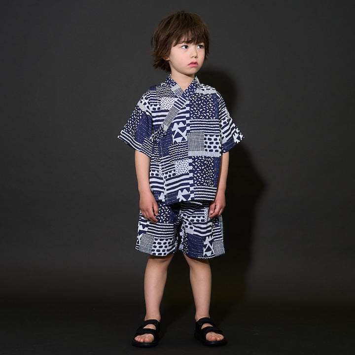 日本童裝 b・R# 接觸冷感 日本甚平 日本和服 100-130cm 男童款 夏季 TOPS PANTS 日本夏祭慶典特輯