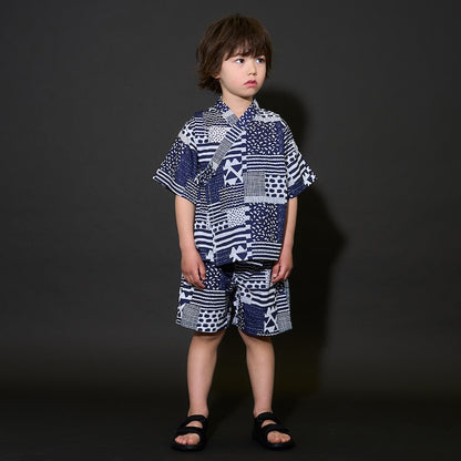 日本童裝 b・R# 接觸冷感 日本甚平 日本和服 100-130cm 男童款 夏季 TOPS PANTS 日本夏祭慶典特輯