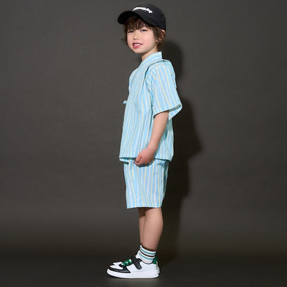 日本童裝 b・R# 接觸冷感 日本甚平 日本和服 100-130cm 男童款 夏季 TOPS PANTS 日本夏祭慶典特輯