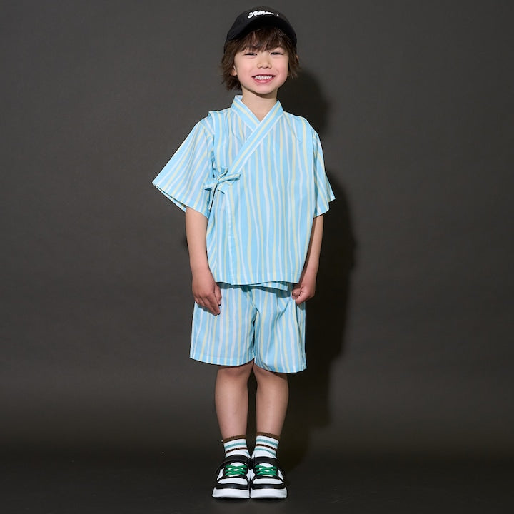 日本童裝 b・R# 接觸冷感 日本甚平 日本和服 100-130cm 男童款 夏季 TOPS PANTS 日本夏祭慶典特輯