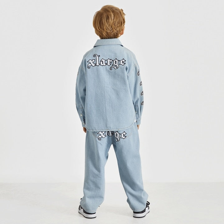 日本童裝 XLARGE KIDS 牛仔襯衫外套 110-140cm 男童款 夏季 OUTERWEAR