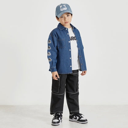 日本童裝 XLARGE KIDS 雙色縫線工裝長褲 90-140cm 男童款 夏季 PANTS