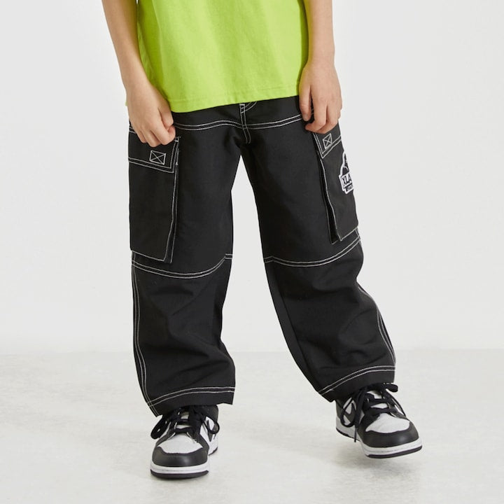 日本童裝 XLARGE KIDS 雙色縫線工裝長褲 90-140cm 男童款 夏季 PANTS