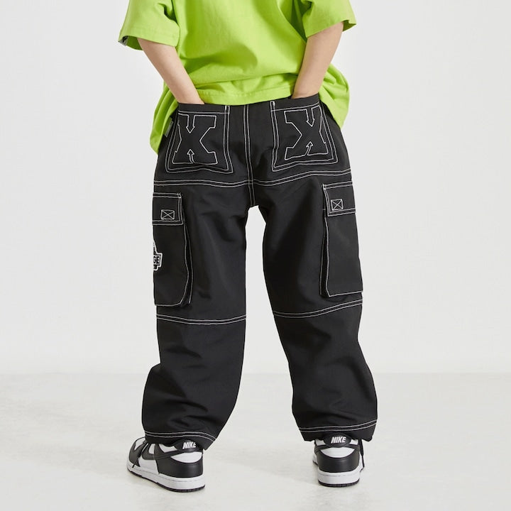 日本童裝 XLARGE KIDS 雙色縫線工裝長褲 90-140cm 男童款 夏季 PANTS