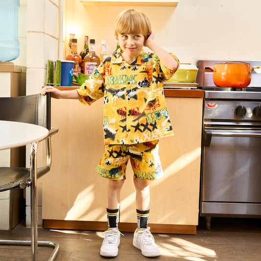 日本童裝 XLARGE KIDS 噴霧藝術花紋短袖襯衫 90-140cm 男童款 夏季 TOPS