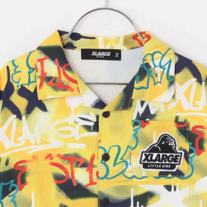 日本童裝 XLARGE KIDS 噴霧藝術花紋短袖襯衫 90-140cm 男童款 夏季 TOPS