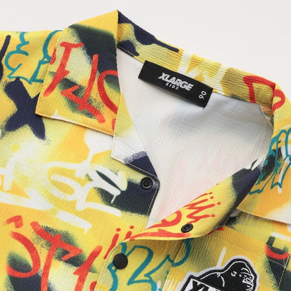 日本童裝 XLARGE KIDS 噴霧藝術花紋短袖襯衫 90-140cm 男童款 夏季 TOPS