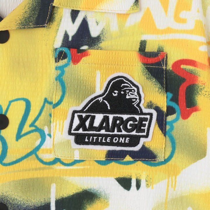 日本童裝 XLARGE KIDS 噴霧藝術花紋短袖襯衫 90-140cm 男童款 夏季 TOPS