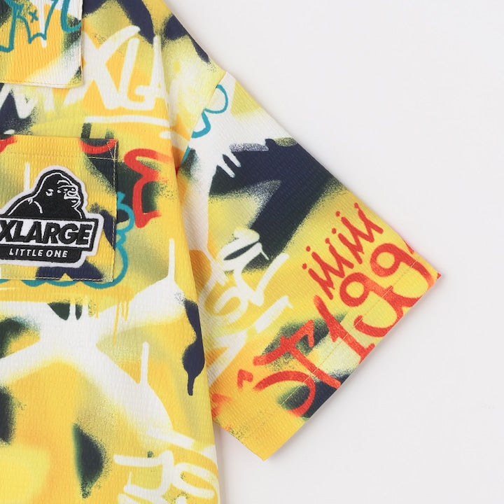 日本童裝 XLARGE KIDS 噴霧藝術花紋短袖襯衫 90-140cm 男童款 夏季 TOPS