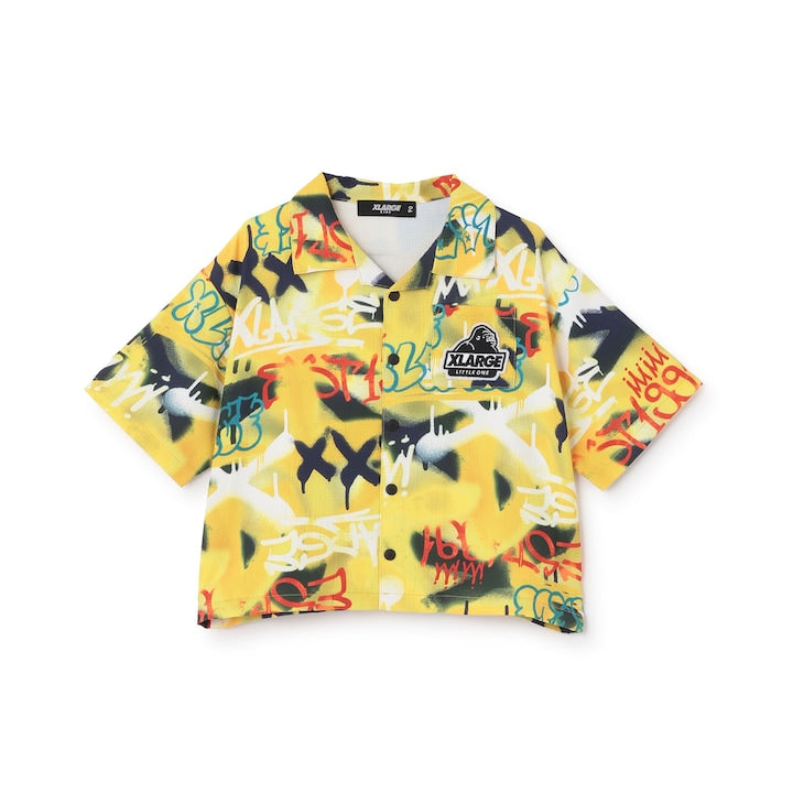 日本童裝 XLARGE KIDS 噴霧藝術花紋短袖襯衫 90-140cm 男童款 夏季 TOPS