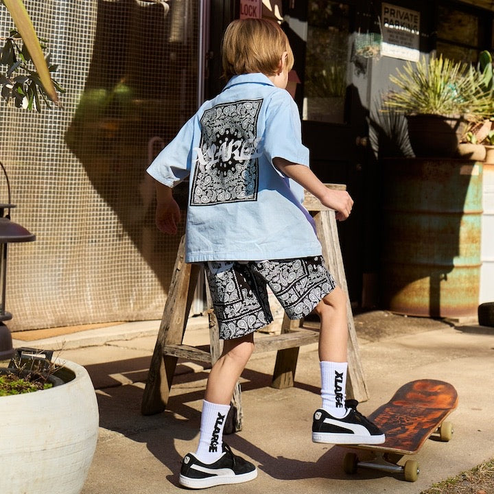 日本童裝 XLARGE KIDS 頭巾巴拿馬編織短袖襯衫 90-140cm 男童款 夏季 TOPS