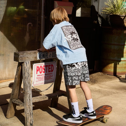 日本童裝 XLARGE KIDS 頭巾巴拿馬編織短袖襯衫 90-140cm 男童款 夏季 TOPS