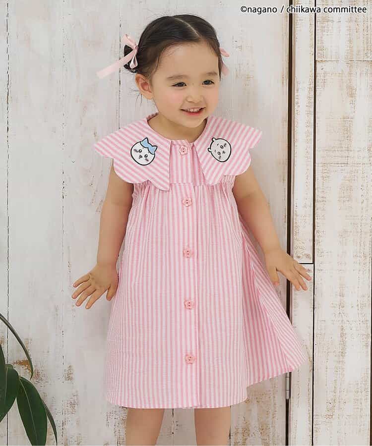 日本童裝 apres les cours x Chiikawa 格仔翻領連衣 80-140cm 女童款 初生嬰兒 夏季 DRESSES