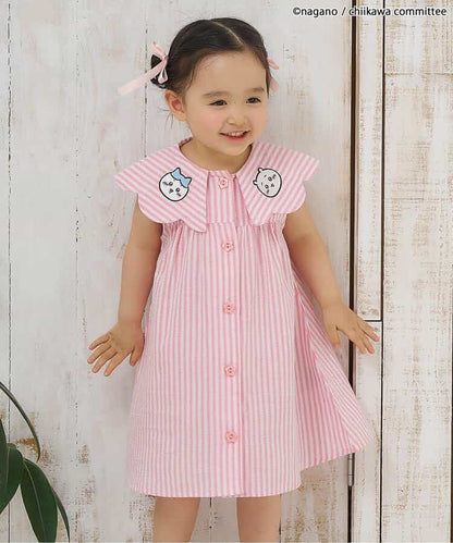 日本童裝 apres les cours x Chiikawa 格仔翻領連衣 80-140cm 女童款 初生嬰兒 夏季 DRESSES
