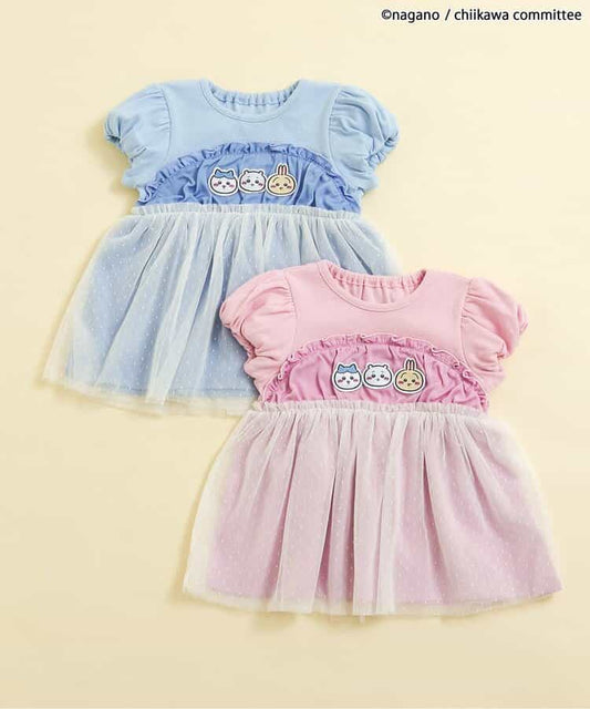 日本童裝 apres les cours x Chiikawa 薄紗拼接上衣 80-140cm 女童款 夏季 TOPS