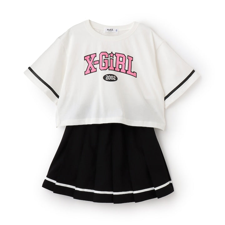 日本童裝 X-girl Stages 學院風上衣及百褶裙套裝 100-140cm 女童款 夏季 TOPS SKIRTS