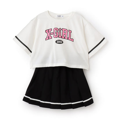 日本童裝 X-girl Stages 學院風上衣及百褶裙套裝 100-140cm 女童款 夏季 TOPS SKIRTS