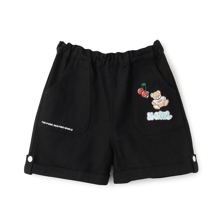 日本童裝 X-girl Stages 徽章摺疊短褲 100-140cm 女童款 夏季 PANTS