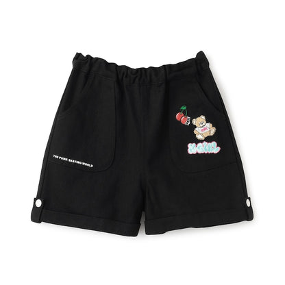 日本童裝 X-girl Stages 徽章摺疊短褲 100-140cm 女童款 夏季 PANTS