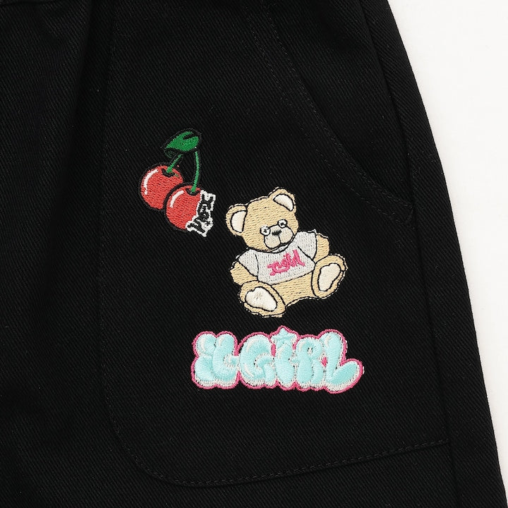 日本童裝 X-girl Stages 徽章摺疊短褲 100-140cm 女童款 夏季 PANTS