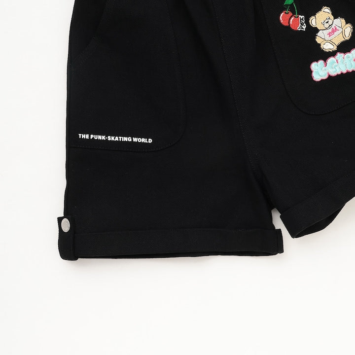日本童裝 X-girl Stages 徽章摺疊短褲 100-140cm 女童款 夏季 PANTS