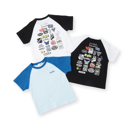 日本童裝 X-girl Stages Logo插肩短袖上衣 110-140cm 女童款 夏季 TOPS