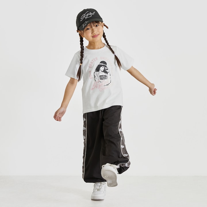 日本童裝 X-girl Stages 接觸冷感 側邊印花長褲 90-140cm 女童款 夏季 PANTS