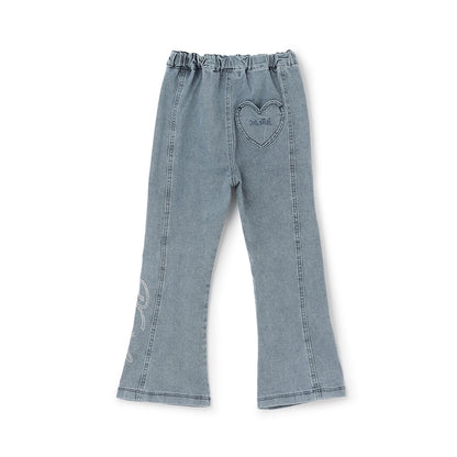日本童裝 X-girl Stages 鑲鑽Logo喇叭牛仔長褲 90-140cm 女童款 夏季 PANTS