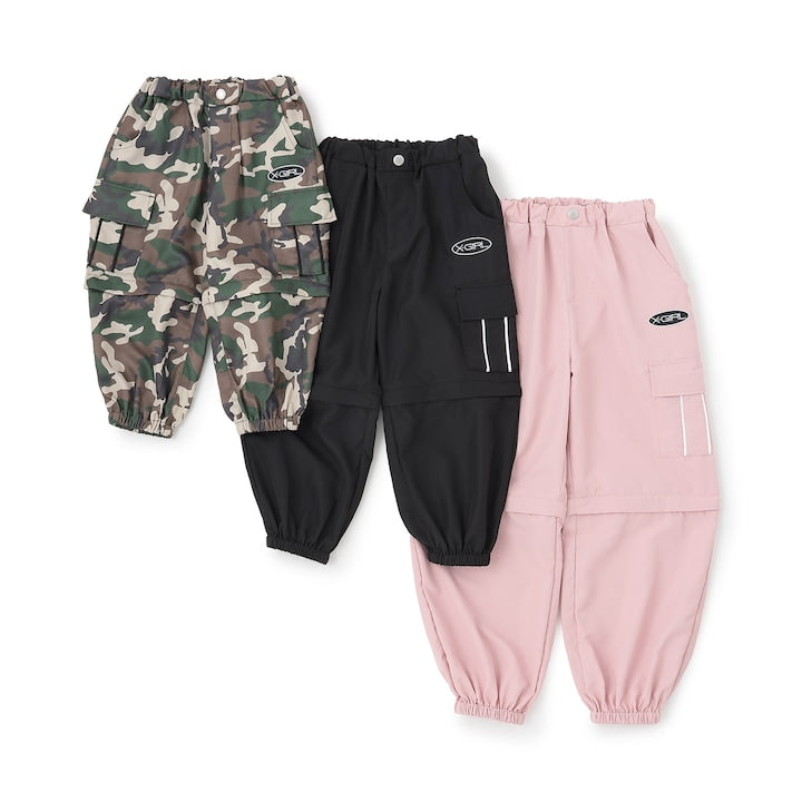 日本童裝 X-girl Stages 防水系列 工裝長褲可變短褲 90-140cm 女童款 夏季 PANTS