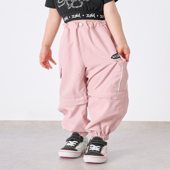 日本童裝 X-girl Stages 防水系列 工裝長褲可變短褲 90-140cm 女童款 夏季 PANTS