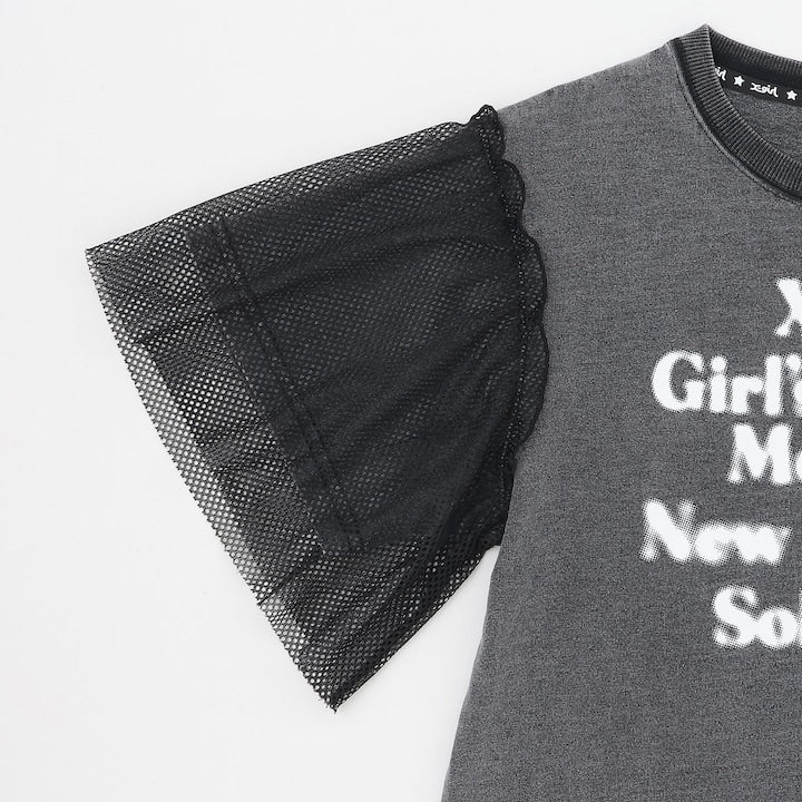 日本童裝 X-girl Stages 網紗手袖上衣 90-140cm 女童款 夏季 TOPS