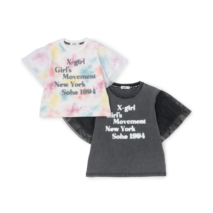 日本童裝 X-girl Stages 網紗手袖上衣 90-140cm 女童款 夏季 TOPS