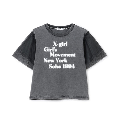 日本童裝 X-girl Stages 網紗手袖上衣 90-140cm 女童款 夏季 TOPS