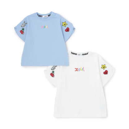 日本童裝 X-girl Stages 開衩袖口圖案上衣 80-140cm 女童款 夏季 TOPS
