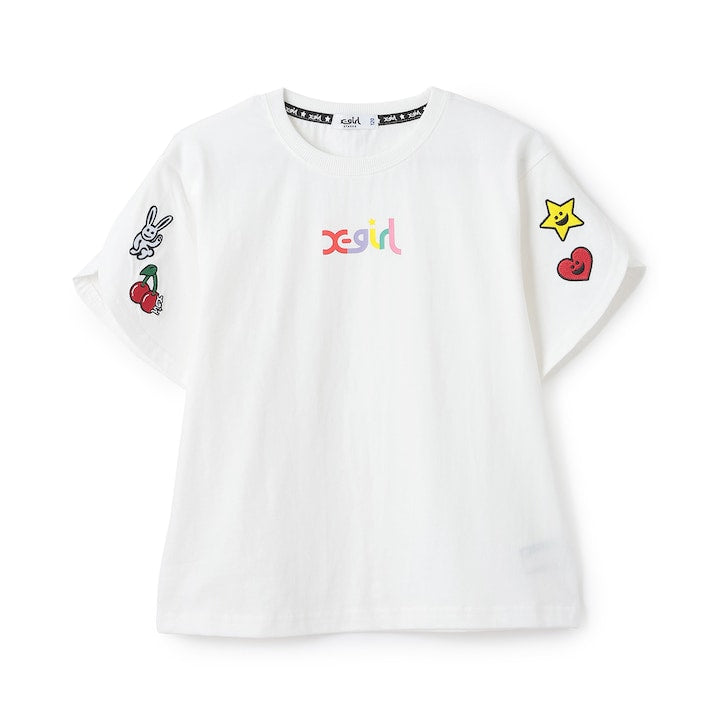 日本童裝 X-girl Stages 開衩袖口圖案上衣 80-140cm 女童款 夏季 TOPS